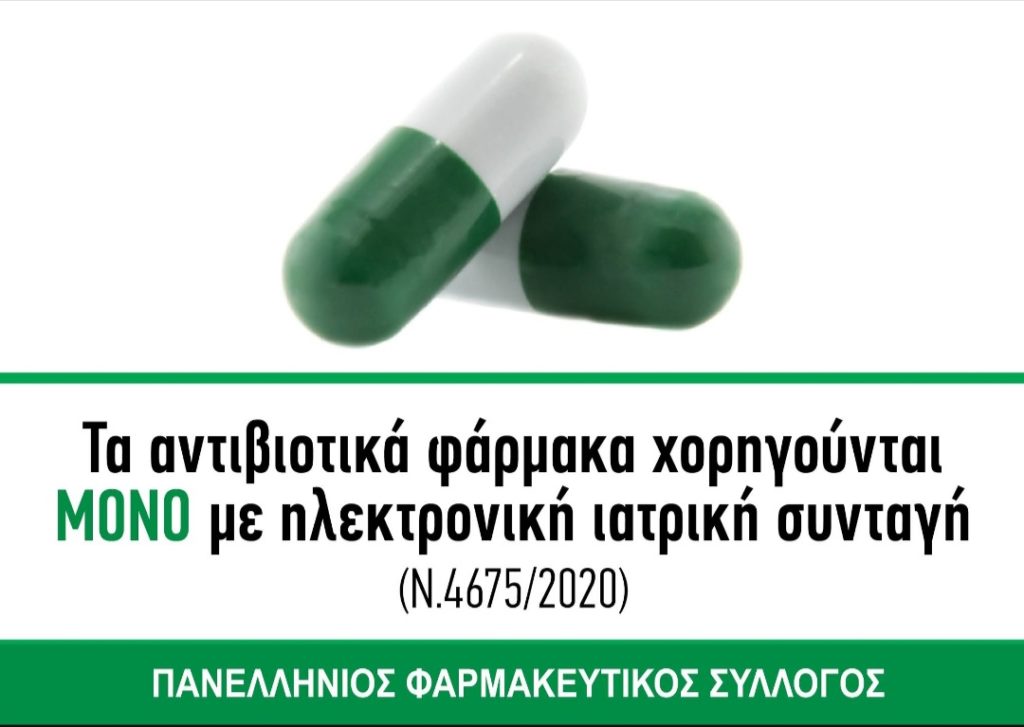 ΚΟΙΝΩΝΙΚΟ ΦΑΡΜΑΚΕΙΟ:ΤΑ ΑΝΤΙΒΙΟΤΙΚΑ ΦΑΡΜΑΚΑ ΧΟΡΗΓΟΥΝΤΑΙ ΜΟΝΟ ΜΕ ΗΛΕΚΤΡΟΝΙΚΗ ΙΑΤΡΙΚΗ ΣΥΝΤΑΓΗ (Ν.4675/2020)