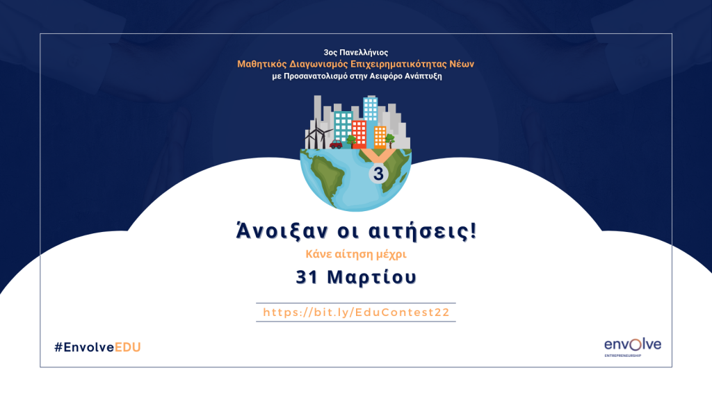 ΆΝΟΙΞΑΝ ΟΙ ΑΙΤΗΣΕΙΣ ΓΙΑ ΤΟΝ 3 ΠΑΝΕΛΛΗΝΙΟ ΜΑΘΗΤΙΚΟ ΔΙΑΓΩΝΙΣΜΟ ΕΠΙΧΕΙΡΗΜΑΤΙΚΟΤΗΤΑΣ ΝΕΩΝ ΜΕ ΠΡΟΣΑΝΑΤΟΛΙΣΜΟ ΣΤΗΝ ΑΕΙΦΟΡΟ ΑΝΑΠΤΥΞΗ