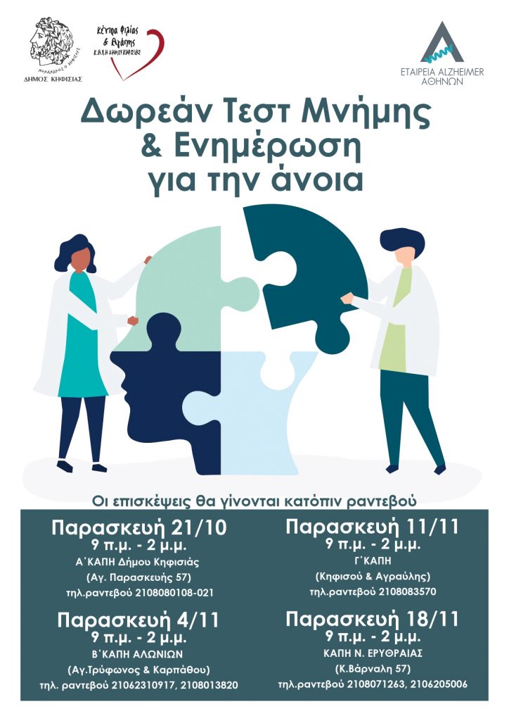 ΔΩΡΕΑΝ ΤΕΣΤ ΜΝΗΜΗΣ - ΕΝΗΜΕΡΩΣΗ ΓΙΑ ΤΗΝ ΑΝΟΙΑ