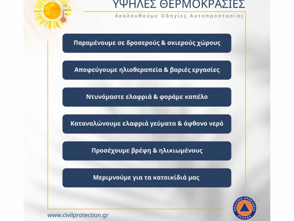 Μέτρα προστασίας για τον καύσωνα: Στο Α ΚΑΠΗ κλιματιζόμενη αίθουσα 3 Μέτρα προστασίας για τον καύσωνα: Στο Α ΚΑΠΗ κλιματιζόμενη αίθουσα