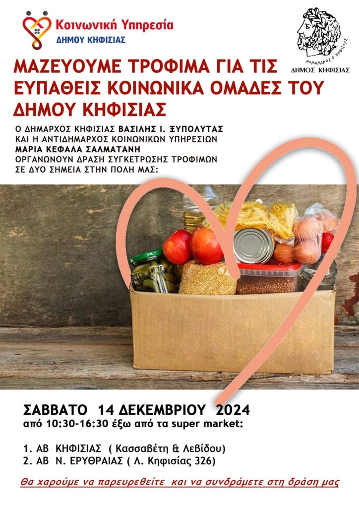 Κάλεσμα σε δράση συλλογής τροφίμων σε Κηφισιά & Ν. Ερυθραία (14/12) 4 Κάλεσμα σε δράση συλλογής τροφίμων σε Κηφισιά & Ν. Ερυθραία (14/12)