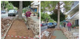 Συνεχίζονται οι εργασίες επισκευής πεζοδρομίου στην οδό Πίνδου στην Πεύκη