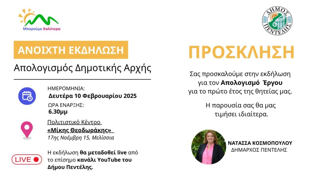 Ανοιχτή Εκδήλωση – Απολογισμός Δημοτικής Αρχής