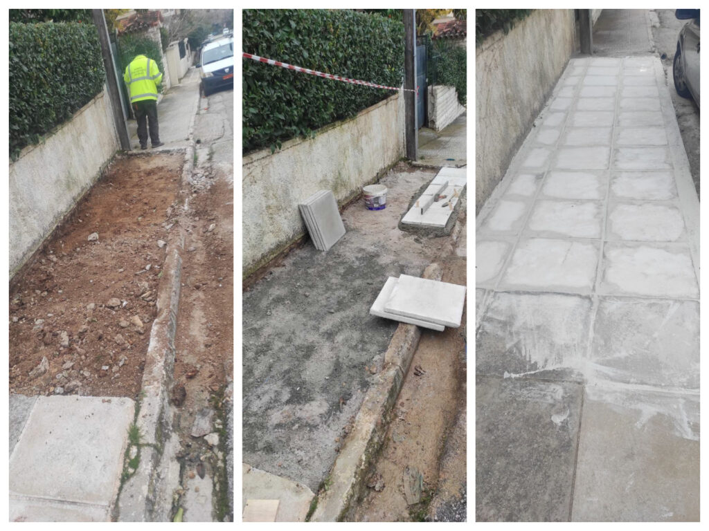 Συνεχίζονται οι επισκευές των πεζοδρομίων στον Δήμο Λυκόβρυσης-Πεύκης – Παρεμβάσεις στη Λυκόβρυση