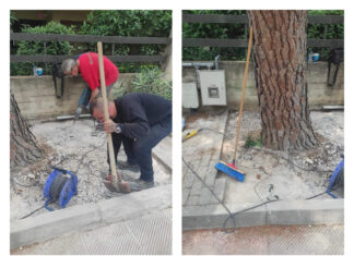 Επισκευή πεζοδρομίου οδος Σωκράτους στην Πεύκη