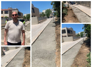Εργασίες κατασκευής πεζοδρομίου στο Ηλιακό Χωριό στην οδό Εράσμου στην είσοδο του 3ου δημοτικού Λυκόβρυσης