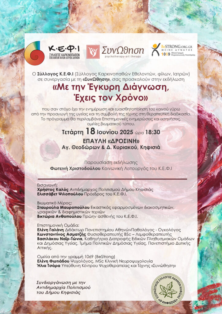 «Με την Έγκυρη Διάγνωση, Έχεις τον Χρόνο», εκδήλωση για την υγεία, 18/6 στο Δημαρχείο Κηφισιάς