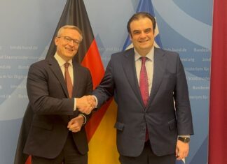 Συνάντηση του Υπουργού Εθνικής Οικονομίας και Οικονομικών Κυριάκου Πιερρακάκη με τον Ομοσπονδιακό Υπουργό Ψηφιοποίησης και Κρατικού Εκσυγχρονισμού της Γερμανίας Karsten Wildberger