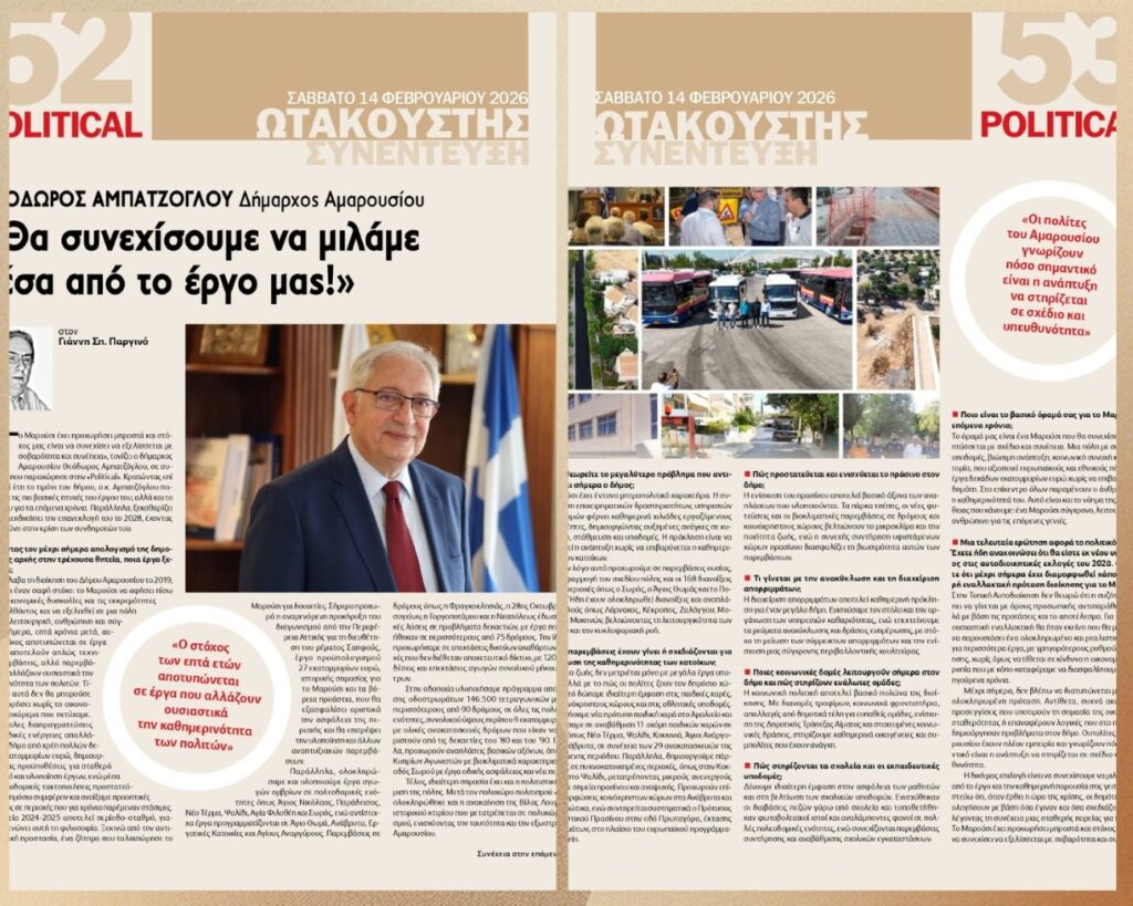 Θ. Αμπατζόγλου στην Political: «Θα συνεχίσουμε να μιλάμε μέσα από το έργο μας!»