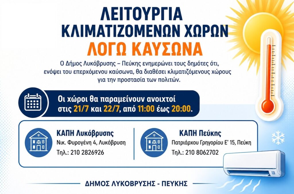 Λειτουργία Κλιματιζόμενων Χώρων λόγω Καύσωνα 4 Λειτουργία Κλιματιζόμενων Χώρων λόγω Καύσωνα