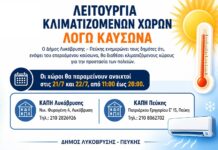 Λειτουργία Κλιματιζόμενων Χώρων λόγω Καύσωνα