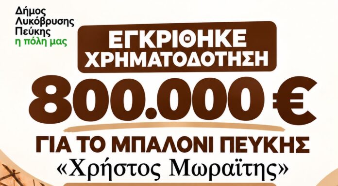 Η δέσμευσή μας έγινε πράξη: Εγκρίθηκε χρηματοδότηση 800.000 ευρώ για το «Μπαλόνι» Πεύκης «Χρήστος Μωραΐτης» Home